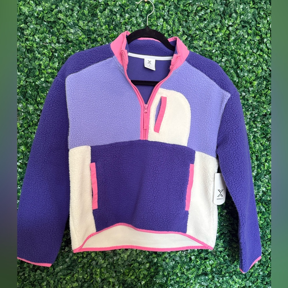 Xersion Purple and Cream Kids Fleece Jacket